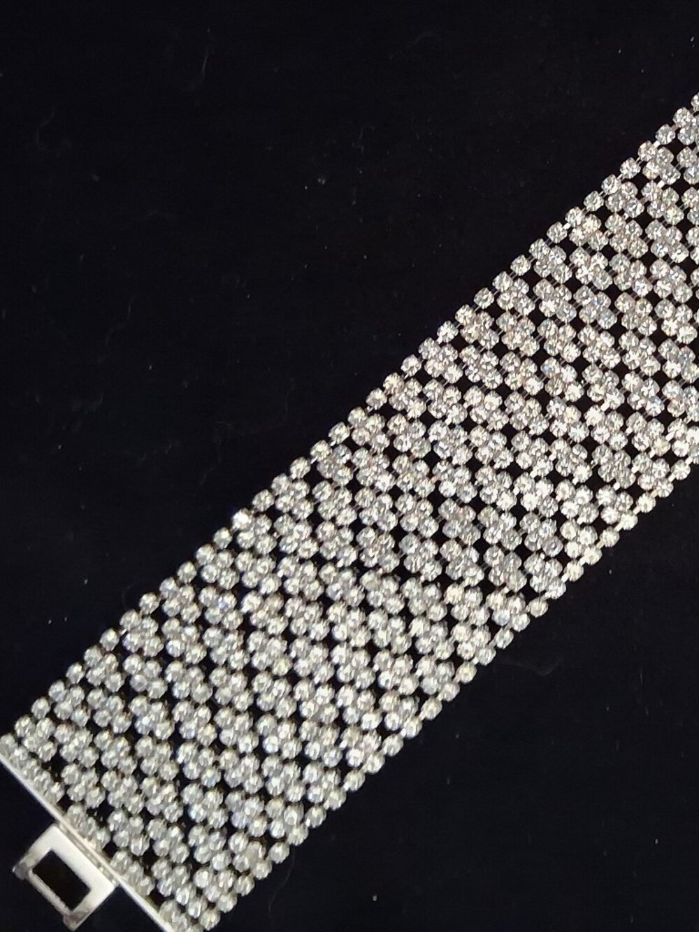 KR Wide Band Sparkling Silver Rhinestone Bracelet - Picture 6 of 6